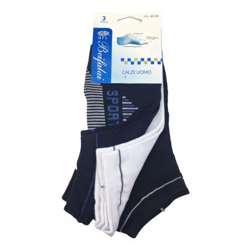  Ανδρικές Σετ κάλτσες σοσόνια 3 Ζευγάρια 106 - Μαύρο/Λευκό/ Μπλε