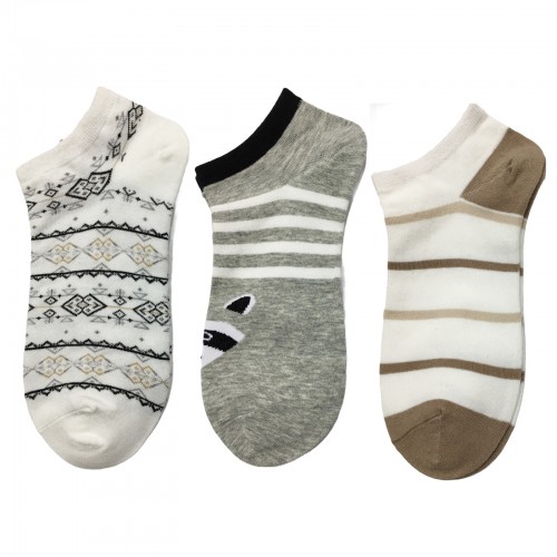 Γυναικείες κάλτσες Σετ 3 ζεύγη QY3WZ1-26-1 - Λευκό/Γκρι/Μπεζ