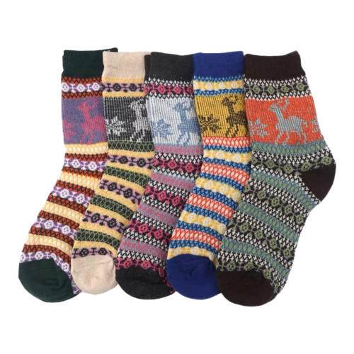  Γυναικείες χειμωνιάτικες κάλτσες 5 ζεύγη 8011 - Μαύρο/Μπλε/Μπεζ/Καφέ/Πράσινο