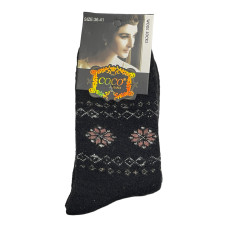 COCO&HANA Γυναικεία χειμερινή κάλτσα απο μαλλί Angora 1 Ζεύγος CO918 - Μαύρο
