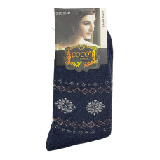COCO&HANA Γυναικεία χειμερινή κάλτσα απο μαλλί Angora 1 Ζεύγος CO918 - Μπλε Σκούρο