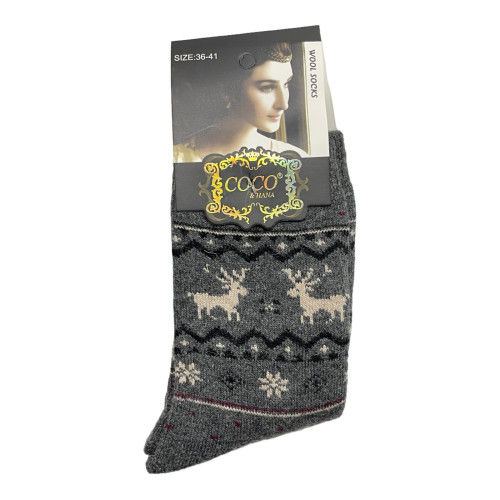 COCO&HANA Γυναικεία χειμερινή κάλτσα απο μαλλί Angora 1 Ζεύγος CO9208 - Γκρι