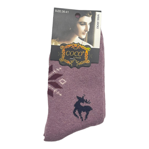 COCO&HANA Γυναικεία χειμερινή κάλτσα απο μαλλί Angora 1 Ζεύγος CO922 - Ροζ