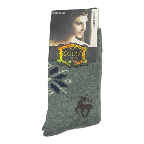 COCO&HANA Γυναικεία χειμερινή κάλτσα απο μαλλί Angora 1 Ζεύγος CO922 - Πράσινο
