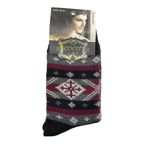 COCO&HANA Γυναικεία χειμερινή κάλτσα απο μαλλί Angora 1 Ζεύγος CO947 - Μαύρο