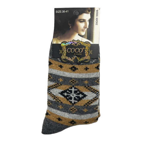 COCO&HANA Γυναικεία χειμερινή κάλτσα απο μαλλί Angora 1 Ζεύγος CO947 - Γκρι Σκούρο