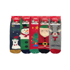 Γυναικείες χοντρές κάλτσες Χριστουγεννιάτικες 5 ζεύγη CO9601 - Γκρι/Μπλε/Πράσινο/Κόκκινο