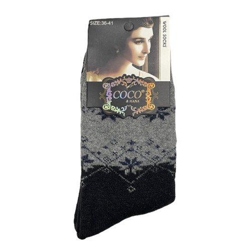 COCO&HANA Γυναικεία χειμερινή κάλτσα απο μαλλί Angora 1 Ζεύγος CO973 - Μαύρο