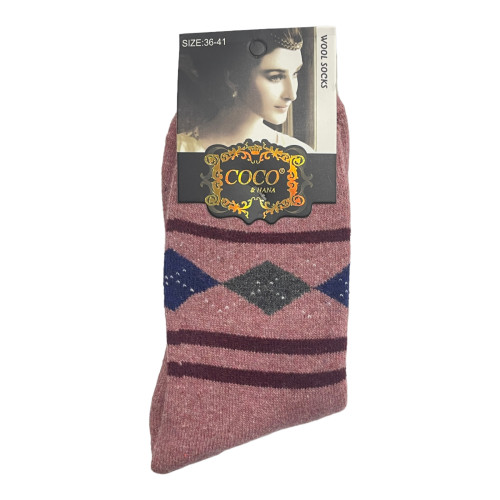 COCO&HANA Γυναικεία χειμερινή κάλτσα απο μαλλί Angora 1 Ζεύγος CO997 - Ροζ