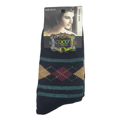 COCO&HANA Γυναικεία χειμερινή κάλτσα απο μαλλί Angora 1 Ζεύγος CO997 - Μαύρο
