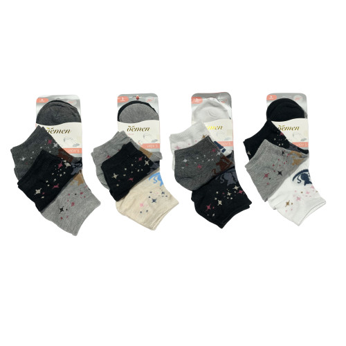 OEMEN Γυναικείες κάλτσες Σετ 12ζευγ 911 - Μαύρο/Λευκό/Γκρι/Μπεζ
