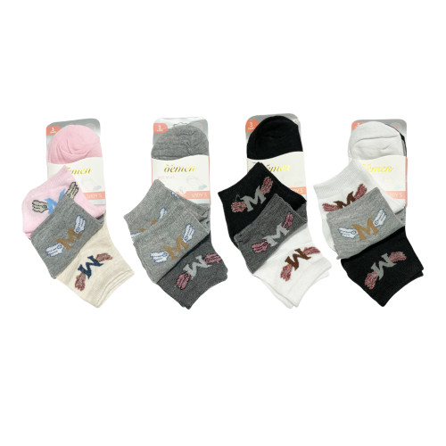 Γυναικείες κάλτσες Σετ 12ζευγ 906 - Μαύρο/Λευκό/Γκρι/Μπεζ/Ροζ