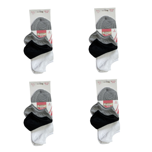Γυναικείες κάλτσες σοσόνια Σετ 12ζευγ 1018 - Μαύρο/Λευκό/Γκρι