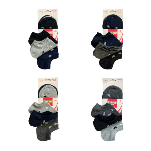 RUINUR Γυναικείες κάλτσες σοσόνια Σετ 12ζευγ 1083 - Μαύρο/Γκρι/Ροζ