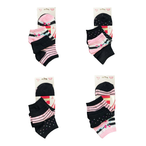 Γυναικείες κάλτσες σοσόνια Σετ 12ζευγ 1082 - Μαύρο/Μπλε/Ροζ