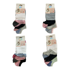 Γυναικείες κάλτσες σοσόνια Σετ 12ζευγ 606 - Μαύρο/Λευκό/Γκρι/Μπλε/Ροζ/Πράσινο