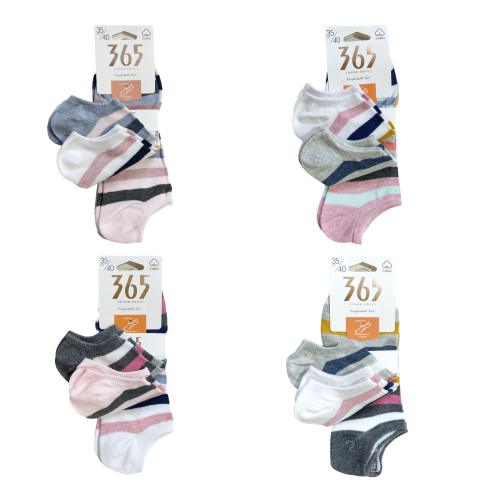 365 Γυναικείες κάλτσες σοσόνια Σετ 12ζευγ 1050 -Ροζ/Λευκό/Γκρι/Μπλε