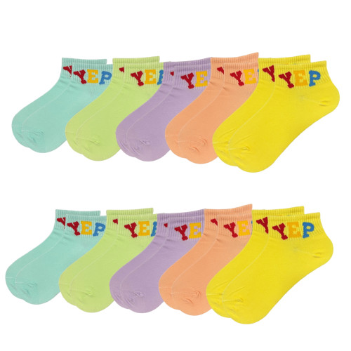 YTL Γυναικείες Σετ κάλτσες 10ζευγ 51558 - Γαλάζιο/Πράσινο/Μωβ/Σομόν/Κίτρινο
