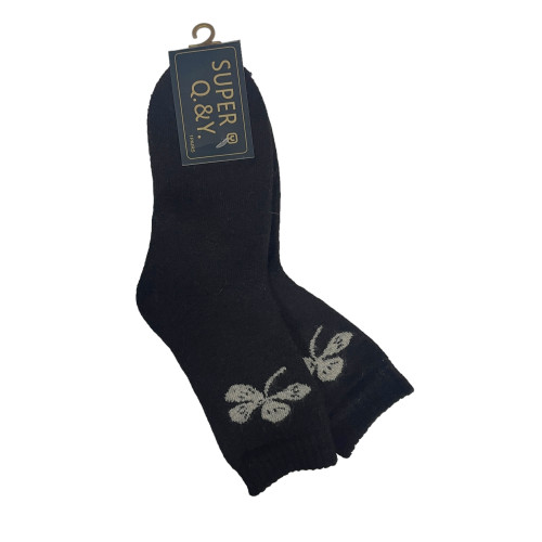 Q&Y Γυναικεία χειμερινή κάλτσα 1 Ζεύγος WZ2-8 - Μαύρο 