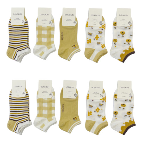 DONGKUN Γυναικείες κάλτσες σοσόνια 10 ζεύγη S-7302 - Κίτρινο 