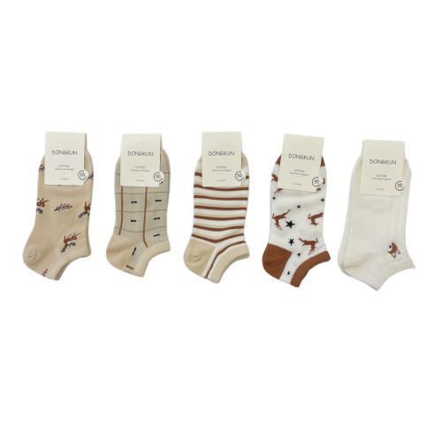 DONGKUN Γυναικείες κάλτσες σοσόνια 5 ζεύγη S-7303 - Μπεζ 