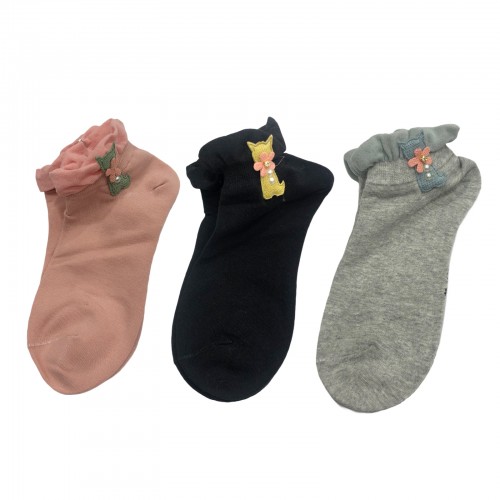 Γυναικείες κάλτσες Σετ 3 ζεύγη QY3WZ1-40-4 - Μαύρο/Γκρι/Ροζ
